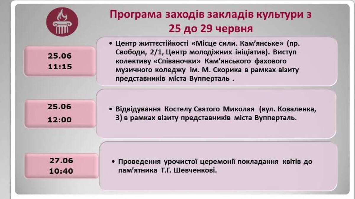 Заклади культури Кам’янського готують яскраві події